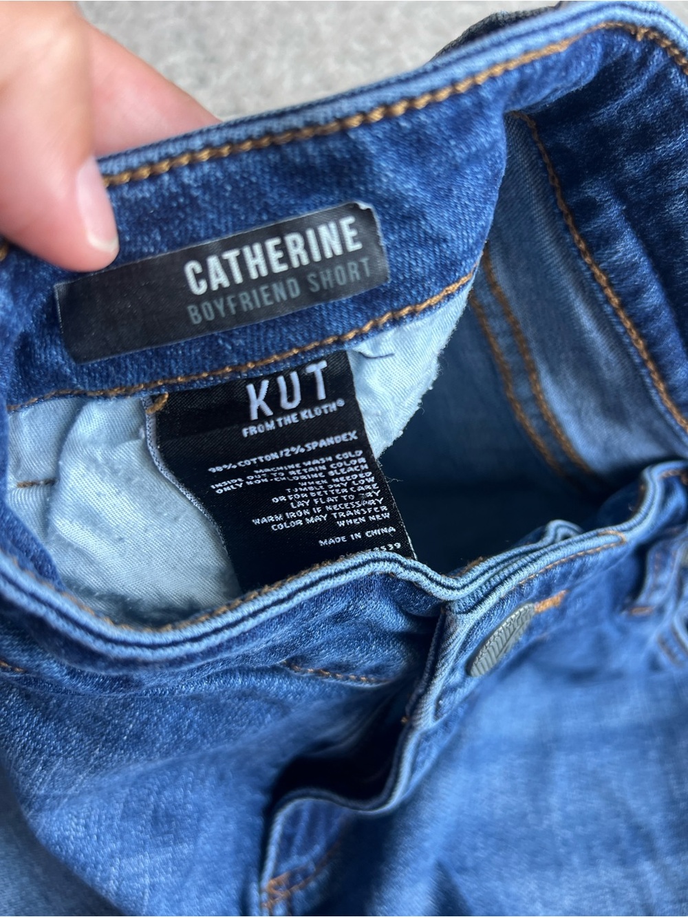 Kut from the Kloth Medium Blue Distressed Roll-Hem Denim Shorts - Picture 2 of 2